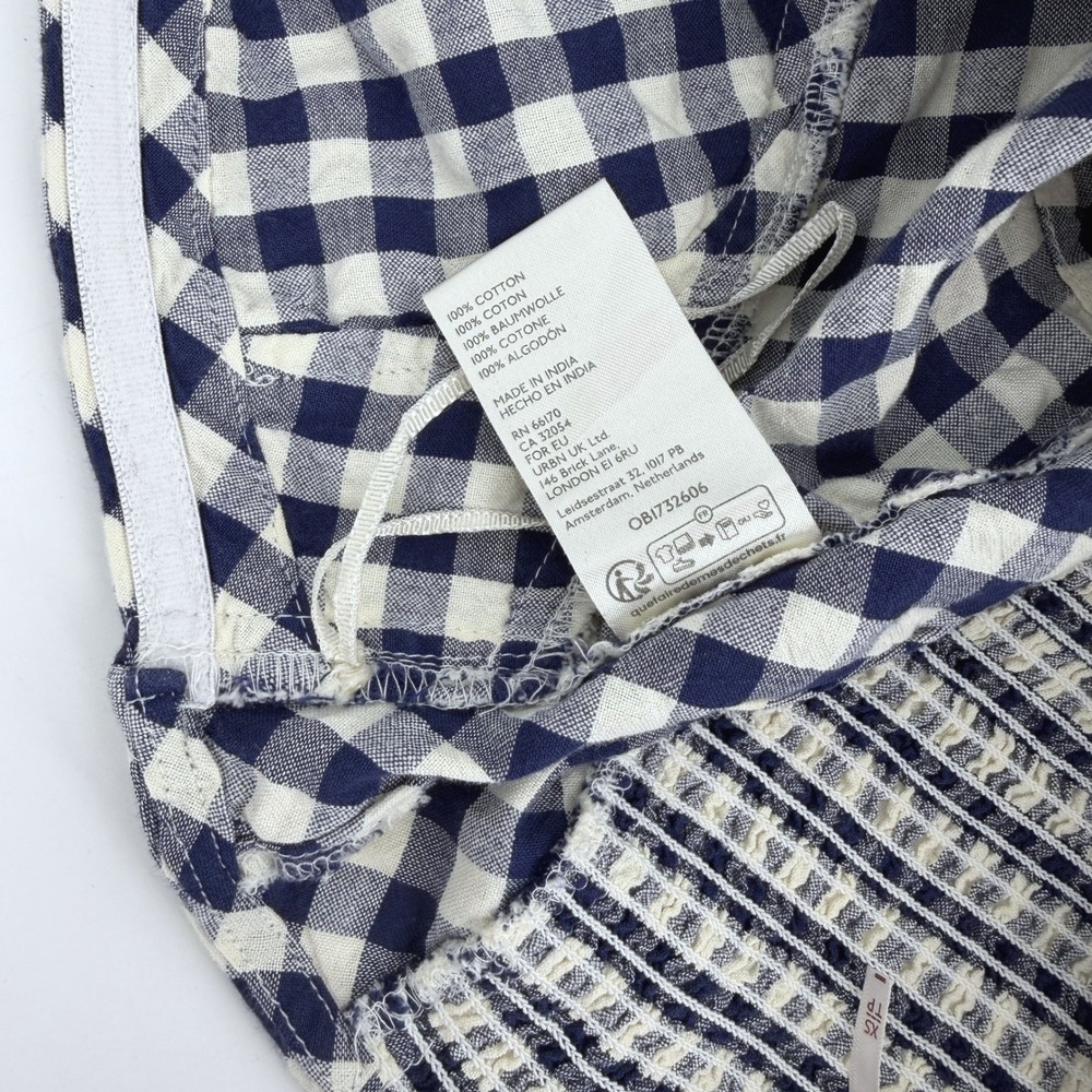 Free People Blue Gingham Crop Leilani Tube Top XS 100% Cotton Summer Smocked - Picture 4 of 7